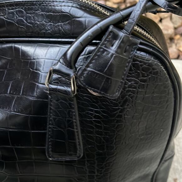 Nine West Black Faux Leather Satchel Handbag Purse 14x10x5 - Picture 12 of 15